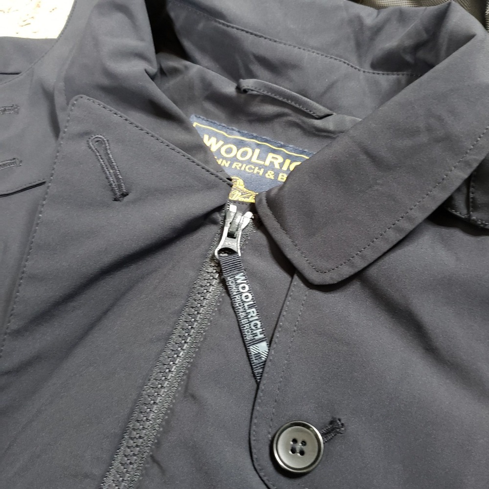 Woolrich Fayette Tech Trench Coat Womens Large L Black Waterproof Hooded Rain - Picture 9 of 16